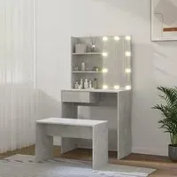 Taite Dressing Table Set with LED Lights - Concrete Effect