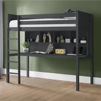 Takako High Sleeper Bunk Bed with Desk - Anthracite, Hardwood
