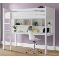 Takako High Sleeper Bunk Bed with Desk - White, Hardwood
