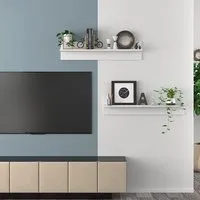 Takashi Set of 2 Wall Shelves - White, Engineered Wood