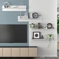 Takashi Set of 4 Wall Shelves - White, Engineered Wood