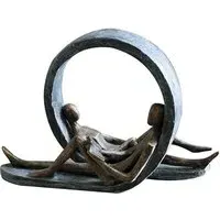 Take Time Out Poly Design Sculpture - Grey, Burnished Bronze