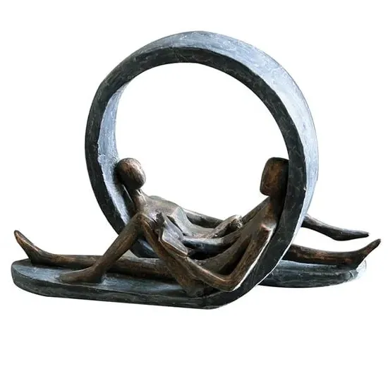 Take Time Out Poly Design Sculpture - Grey, Burnished Bronze image