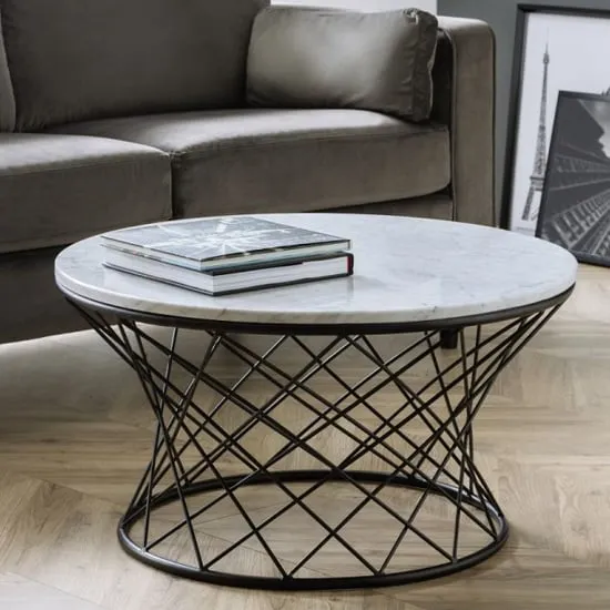Talise Coffee Table - White, Marble