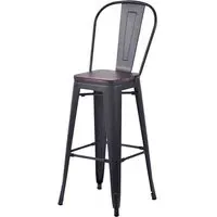 Talli High Bar Chair with Timber Seat - Black, Metal