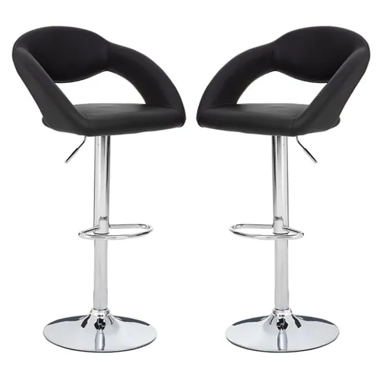 Talore Bar Chairs with Chrome Base - Black, Faux Leather