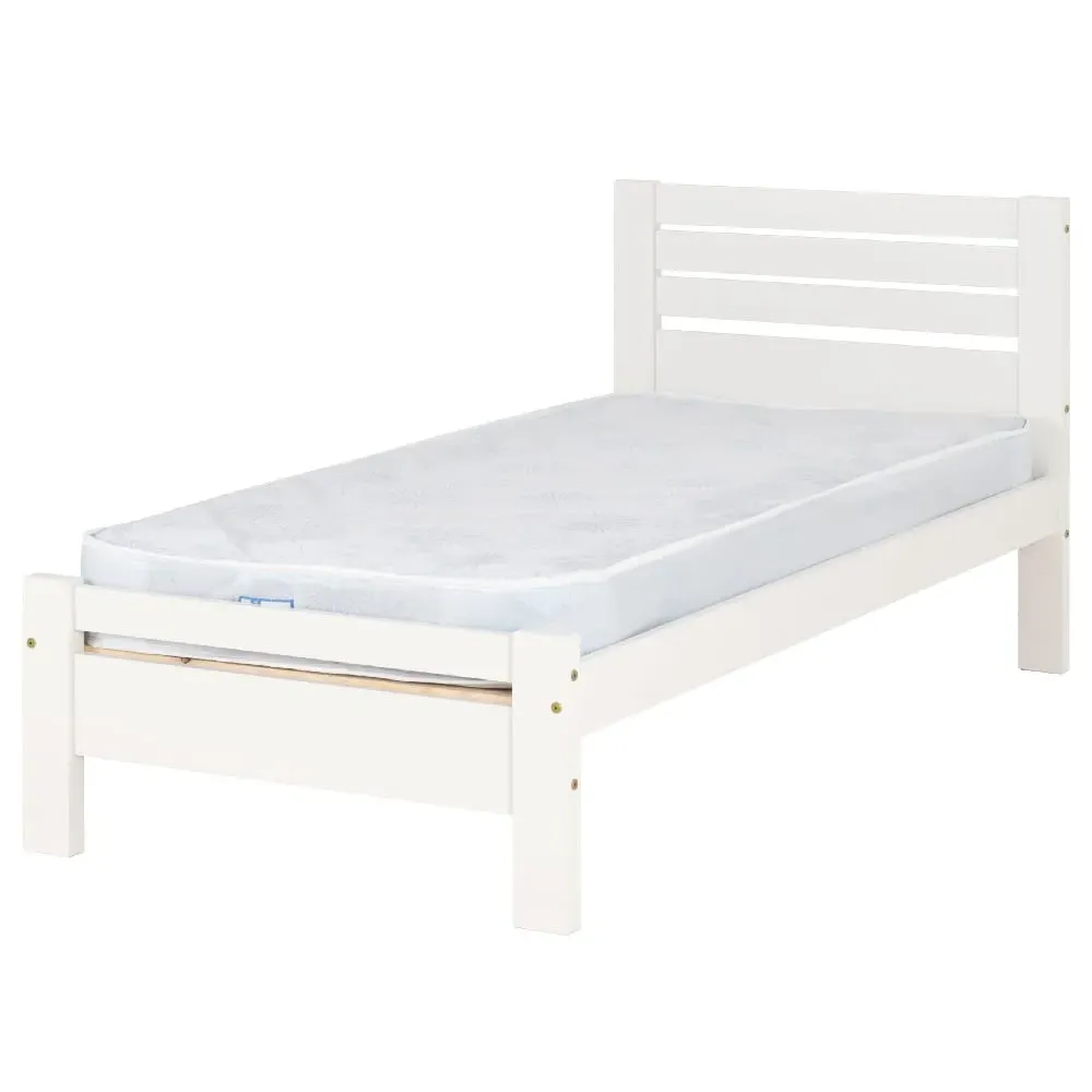 Talox Single Bed Frame - White, Wood