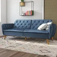 Taluka Sofa Bed with Reclining Back - Blue, Velvet