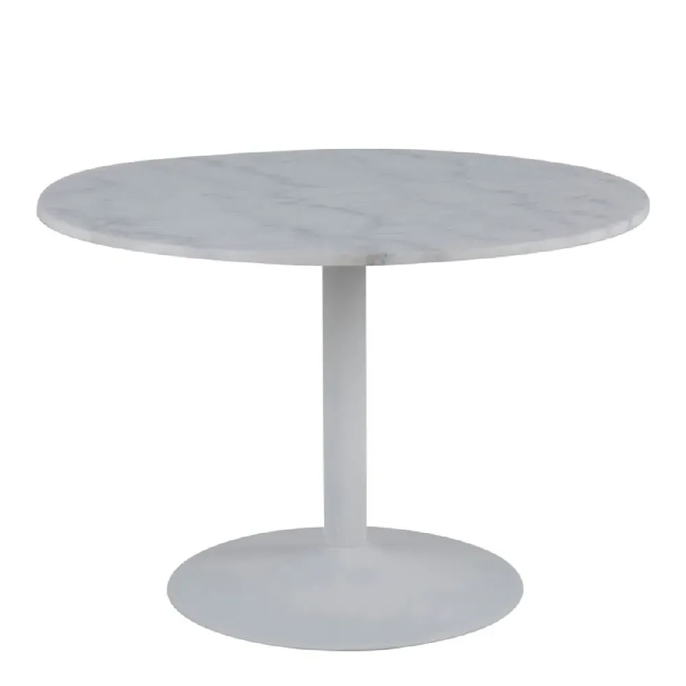 Tama Round Dining Table - White, Marble