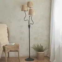 Tampa 3 Light Fabric Floor Lamp - Black, Metal
