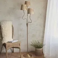 Tampa 3 Light Fabric Floor Lamp - Brass, Metal