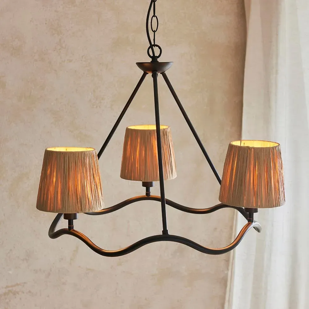 Tampa 3 Light Fabric Pendant Ceiling Light - Matt Black image