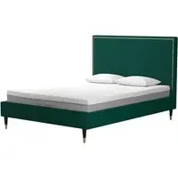 Tamper Double Bed - Green, Velvet