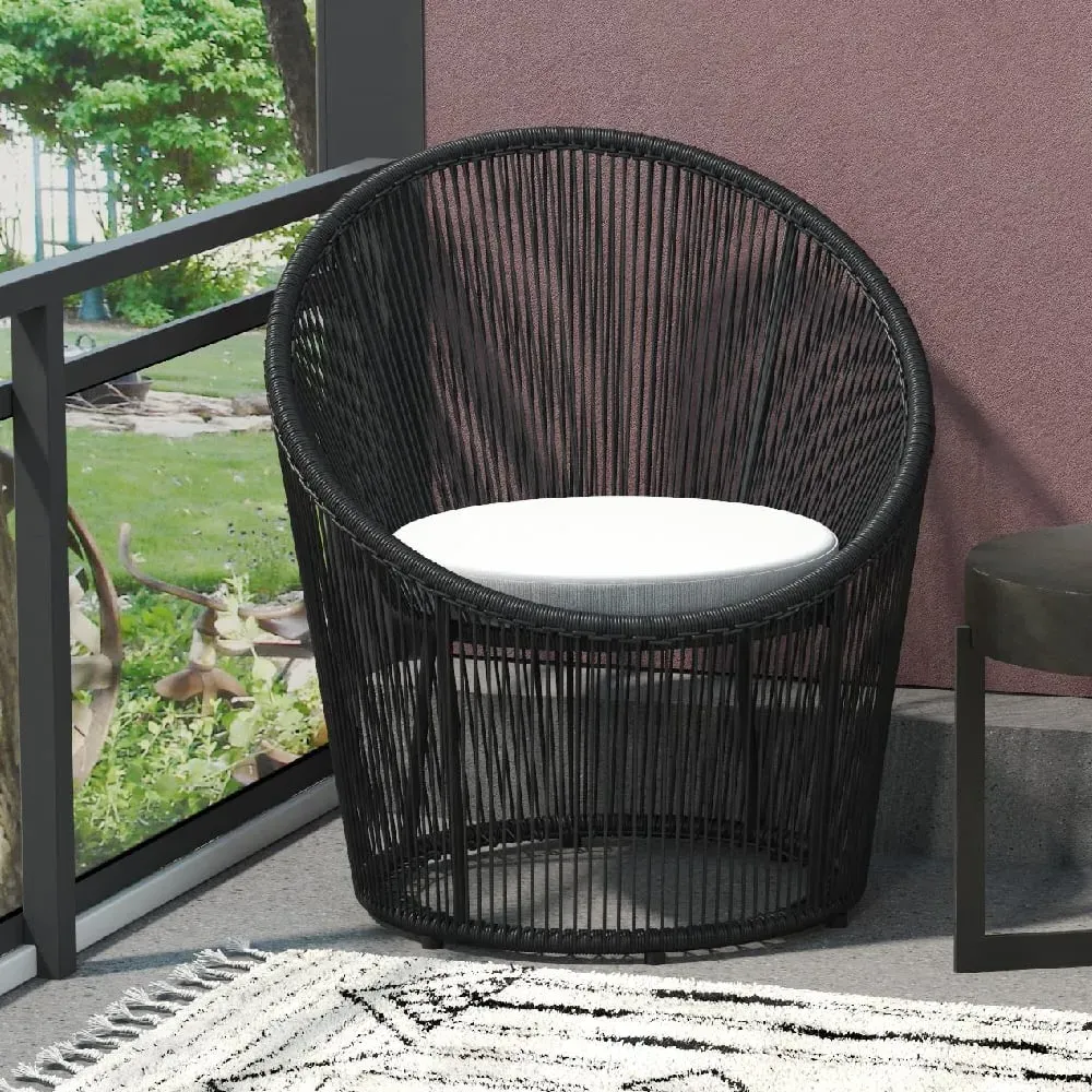 Tampere Woven Resin Outdoor Lounge Chair - Black