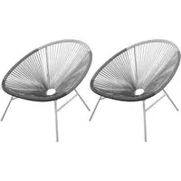 Tampere Woven Resin Outdoor Lounge Chair Pair - Black, Grey