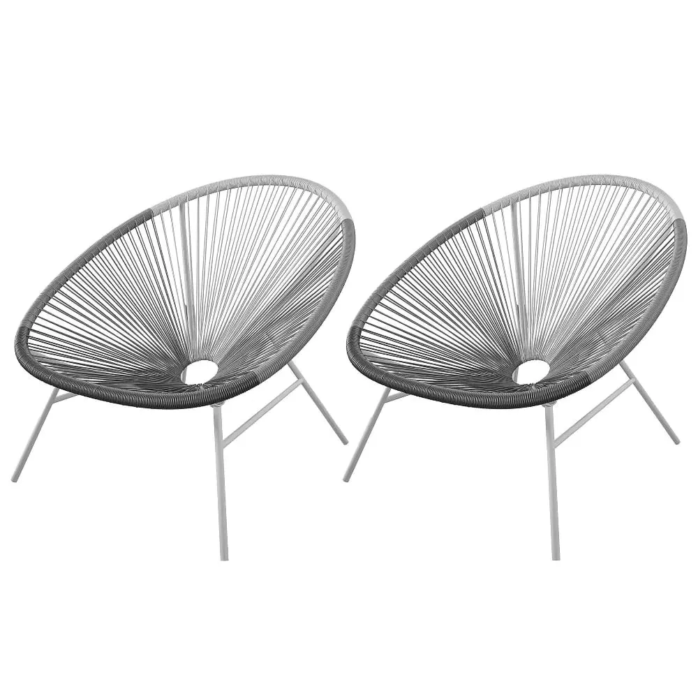 Tampere Woven Resin Outdoor Lounge Chair Pair - Black, Grey
