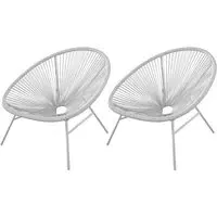 Tampere Woven Resin Outdoor Lounge Chair Pair - Light Grey