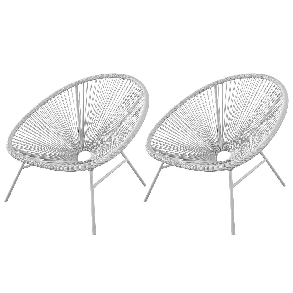 Tampere Woven Resin Outdoor Lounge Chair Pair - Light Grey