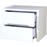 Tamsin Bedside Cabinet with 2 Drawers - White, High Gloss