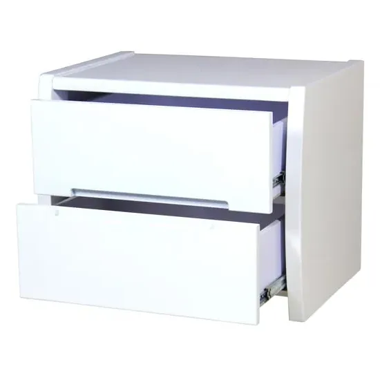 Tamsin Bedside Cabinet with 2 Drawers - White, High Gloss