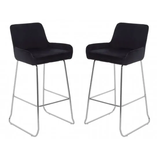 Tamzo Bar Chair with Low Arms - Black, Velvet image