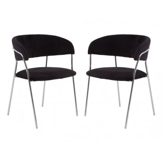 Tamzo Dining Chairs Set of 2 - Black, Velvet image