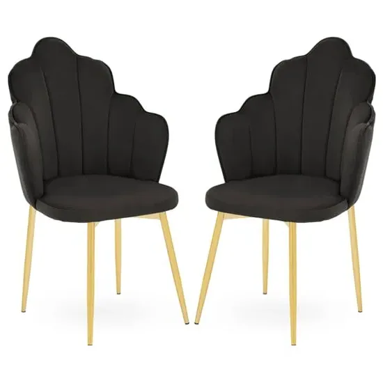 Tania Dining Chairs - Black, Velvet