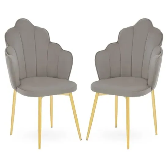 Tania Dining Chairs - Grey, Velvet