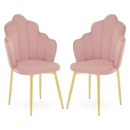 Tania Dining Chairs - Pink, Velvet