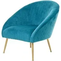 Tanya Velvet Occasional Chair with Gold Legs - Blue