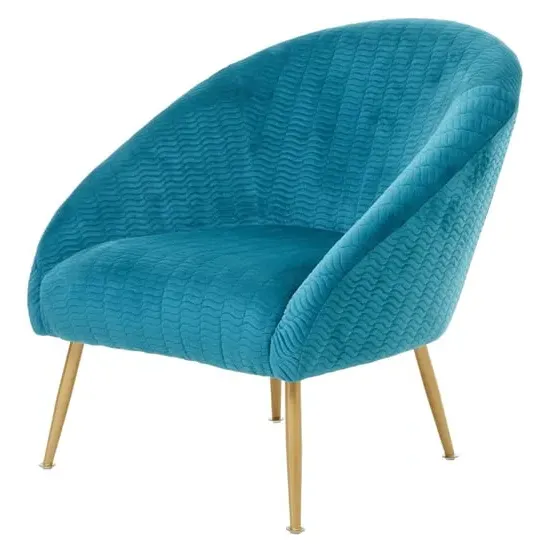 Tanya Velvet Occasional Chair with Gold Legs - Blue image