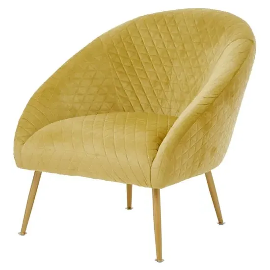 Tanya Velvet Occasional Chair with Gold Legs - Gold