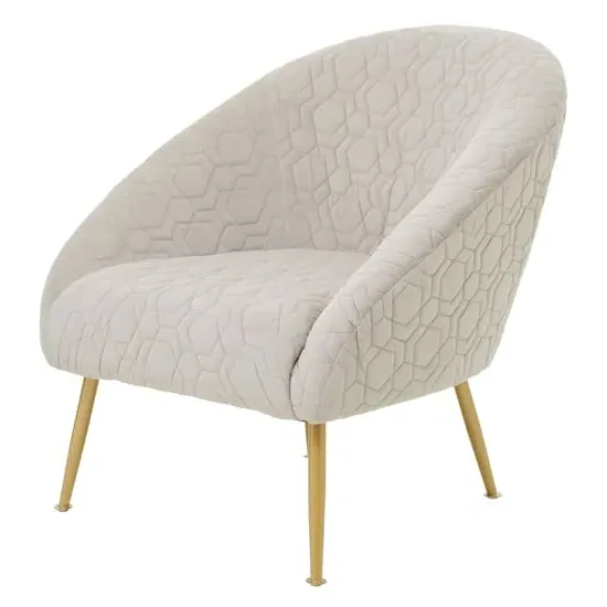 Tanya Velvet Occasional Chair with Gold Legs - Natural