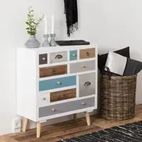 Taos 11 Drawer Chest with Oak Legs - Multicolour, Wood