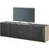 Taos Large TV Stand with Glass Top - Black, Oak