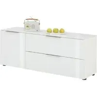 Taos TV Stand with Glass Top - White