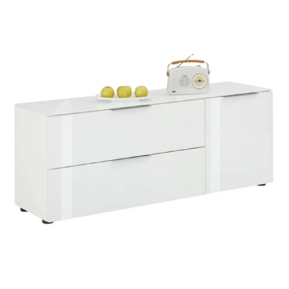 Taos TV Stand with Glass Top - White image
