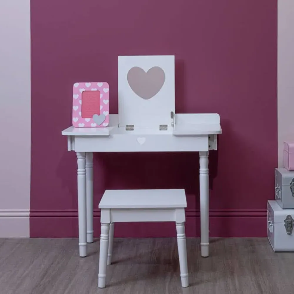 Avenza Kids Dressing Table Set with Mirror - White, MDF product