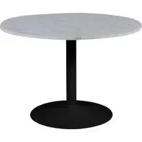 Taraji Round Dining Table with Black Base - White, Marble