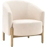 Taranto Fabric Armchair with Wooden Legs - Natural