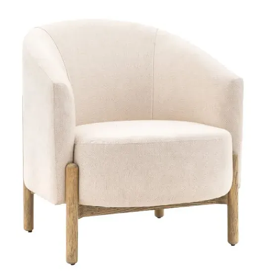 Taranto Fabric Armchair with Wooden Legs - Natural image