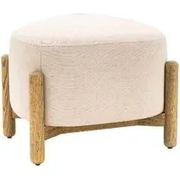 Taranto Fabric Foot Stool with Wooden Legs - Natural