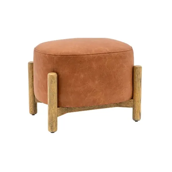 Taranto Foot Stool - Vintage Brown, Faux Leather image