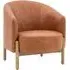 Taranto Leather Armchair with Wooden Legs - Brown
