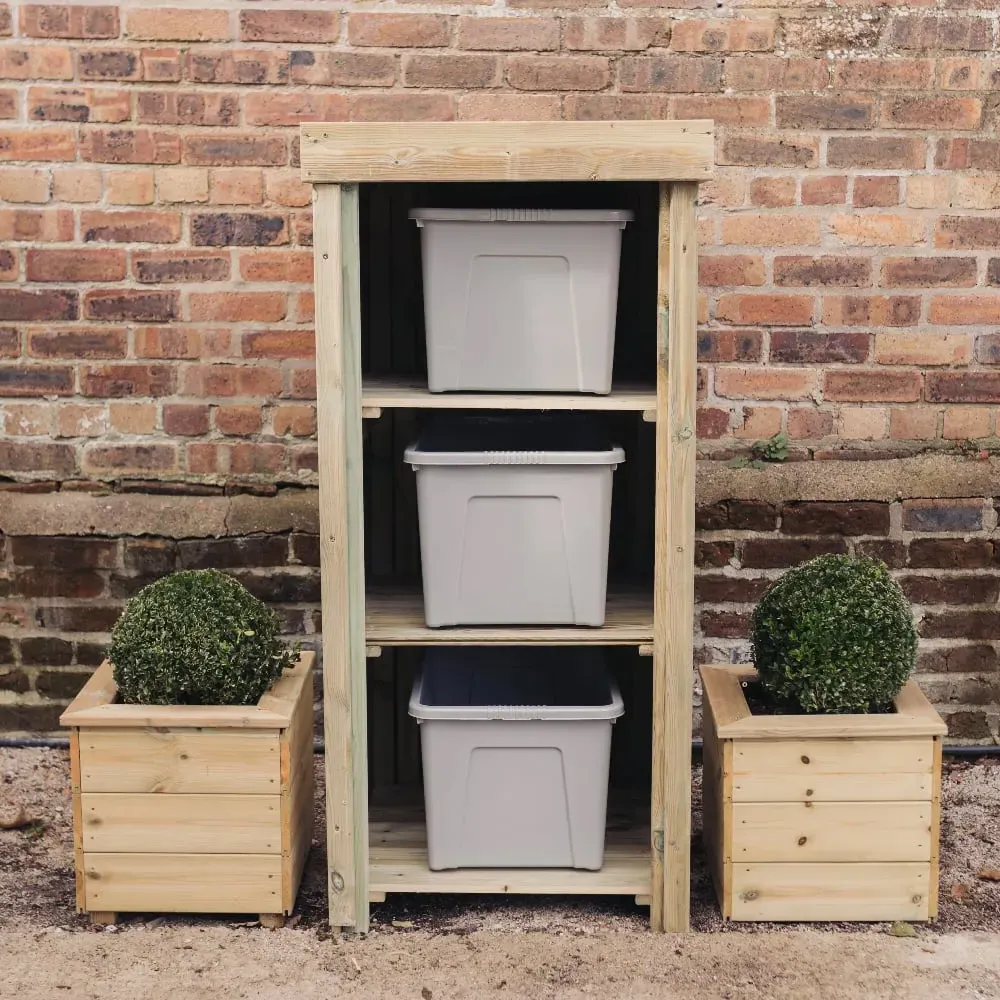Tarkio Wooden Garden Bin Store Without Door - Natural image