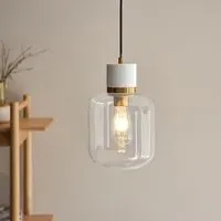 Tarrytown Clear Glass Pendant Light - White, Marble