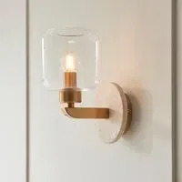 Tarrytown Clear Glass Wall Light - Natural, Travertine