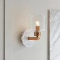 Tarrytown Clear Glass Wall Light - White, Marble