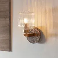 Tarrytown Ribbed Glass Wall Light - Brown, Marble