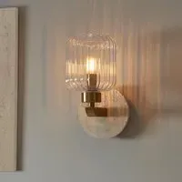 Tarrytown Ribbed Glass Wall Light - Natural, Travertine